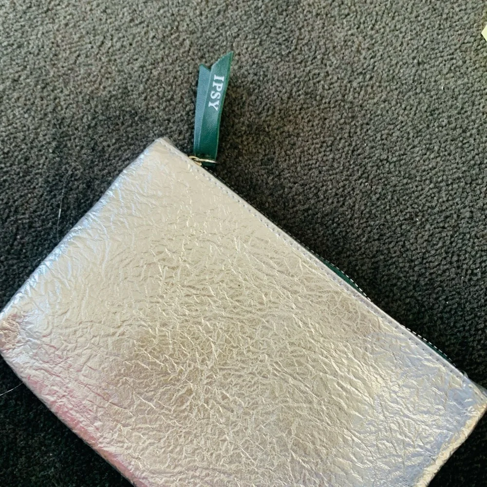 IPSY Silver Metallic Glam Cosmetics Clutch Bag